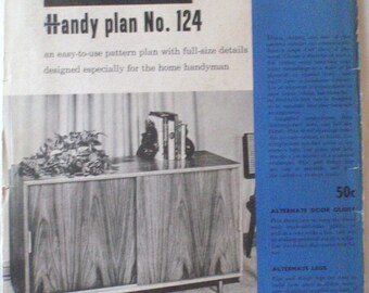 Better Homes and Gardens Handy Plan 124, 1950's Woodworking Plans For A 48" Cabinet With Sliding Doors, Unopened