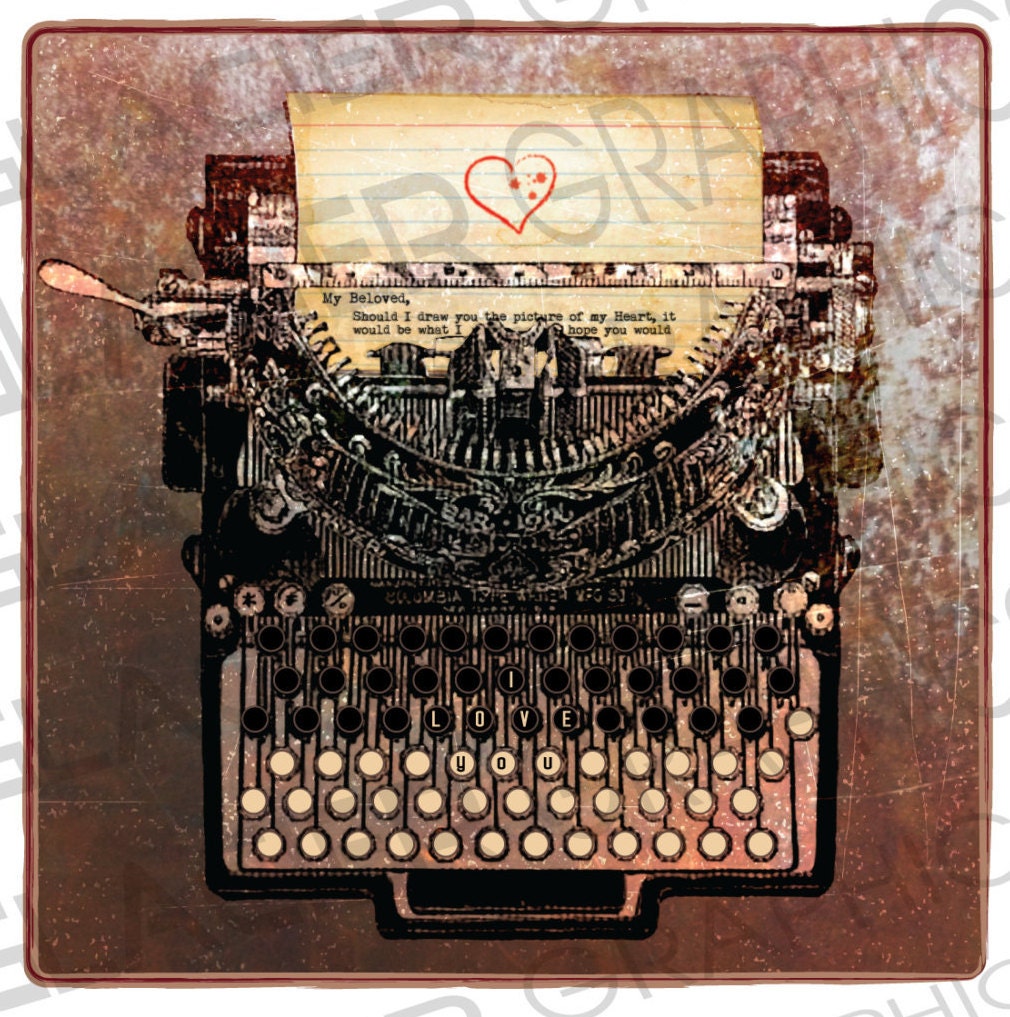 printable vintage typewriter love letter print digital