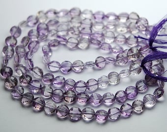 13 Inch Strand,Finest Quality,Natural Pink Amethyst Faceted Coins Beads,6mm