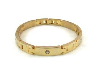 Gold Bracelet Crystal Bracelet Diamond Bracelet Rhinestone Bracelet Gold Link Bracelet Vintage Bracelet Simple Bracelet Gift For Her