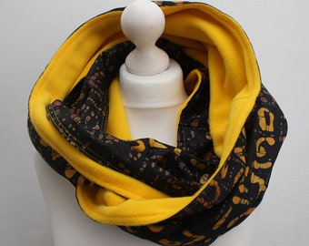 Brown snood scarf, Infinity scarf, Circle scarf, Hooded scarf, African Print Scarf, Afrocentric scarf, Fleece Scarf, Colourful snood