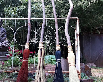 Ceremonial Witch's Broom in your choice of Natural, Black, Rust or Mixed Broomcorn - Magical Broomstick - Witch Besom