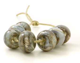 Dove Grey Lampwork Glass Beads | Lilac Grey Glass Bead Set | Lampwork Beads | Handmade Beads | UK SRA | Artisan beads