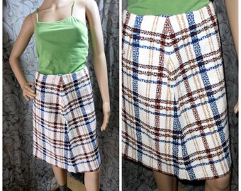 Plaid Skirt, Vintage skirt, 70s Plaid Skirt, 70s Skirt, Womens plaid skirt, White Plaid skirt, Long skirt, Pencil Skirt, Epsteam