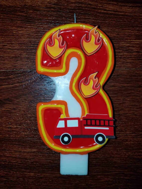Firetruck birthday candle Fireman birthday candle Fire truck