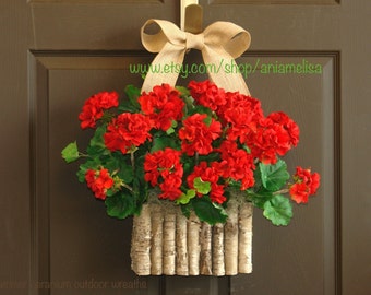 summer wreaths for front door wreaths red geranium birch bark vases welcome summer celebrations summer wreaths