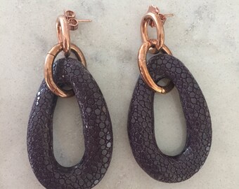 18k Rose Gold plated Purple Stingray Earrings