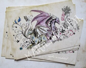 x 1 pretty postcard couple dragon