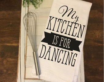 Kitchen Towel, Kitchen Decor, Tea Towel, Dancing, Flour Sack Towel, Wedding Gift, Housewarming Gift