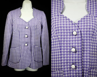 7 Dollar Sale---Vintage 60's Purple & White Checker Like Patterned Jacket M