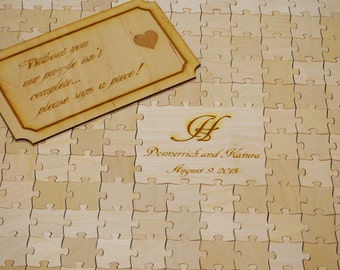 39 Pieces Custom Wedding puzzle - Wedding Guest Book Puzzle -Guest Book Alternative (P3D39)