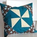 PIF Teal Brown Quilt Block Patchwork Pillow Cover 16-inch - Pay it Forward