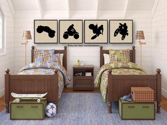 Motorcycle Dirt Bike Monster Truck Boys Bedroom Decor Boys