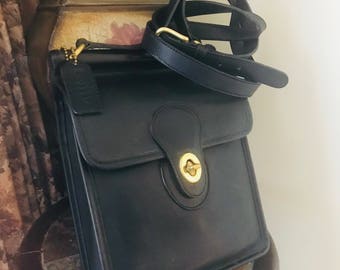 Vintage Coach Black Murphy Handbag // Coach Messenger Bag // Coach Leather Crossbody Bag // Made In Italy # 3212-217