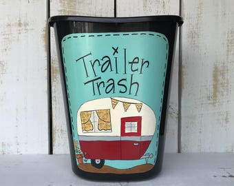 Trailer Trash Can, Small Trailer Trash Can, Camper Decor, Trailer Decor, Glamper Decor, Funny Trash Can, Camping Decor, Camp Decor