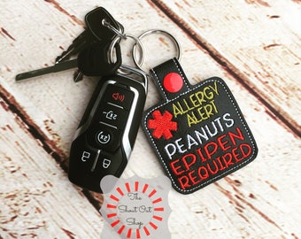 Peanut Allergy Alert Keychain, Nut Allergy Warning, Nut Allergy Alert, Peanut Allergy Keyfob, Epipen Required Keychain, Medical Alert Help
