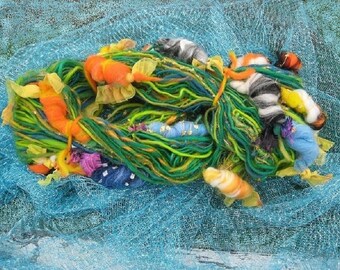 Handspun Art Yarn KOI POND by Fiber Artist Gerry