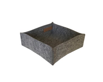 k2 13x13x5cm filz box grau meliert aufbewahrungsbox designfilz 100% merino wollfilz 3 - 4mm handgenäht kosmetik bart pflege container korb