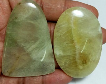 234cts Natural Green Prehnite 52-55mm Wholesale Semiprecious Loose Gemstone Cabochon for Necklace Bracelet Jewelry