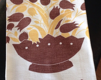 Chocolate Tulips Vintage Kitchen Towel