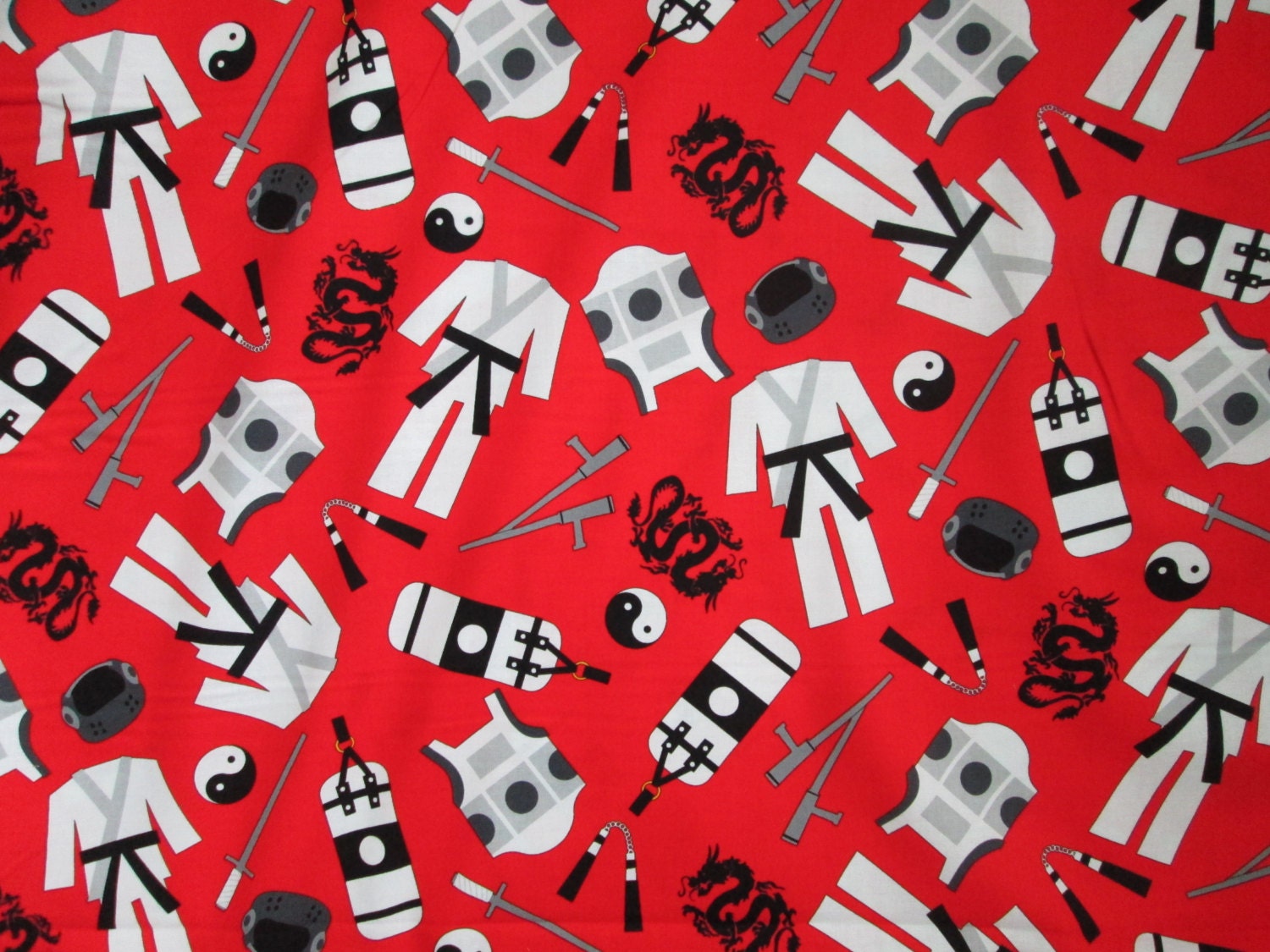 Karate Martial Arts Red Cotton Fabric Fat Quarter Or Custom Listing