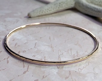 14K Solid Yellow Gold Stacking Bangle Bracelet