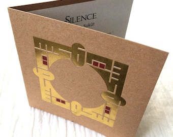 SILENCE Luxury Card Letterpress with Gold Accents, Contemporary Arabic Calligraphy