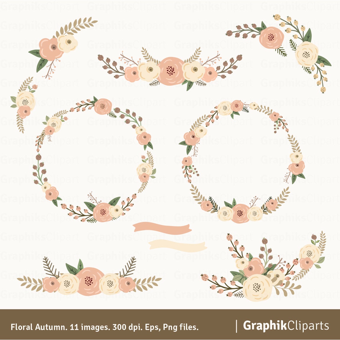 Floral Autum Wreaths Clipart Rustic Flowers Floral Autum Wreaths Clipart Rustic Flowers