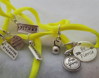 Zipper Pulls, Shoe Tags, Shoe Lace Charm, Shoelace Charms, CrossFit Jewelry, Sports Jewelry, Inspirational Shoe Lace Tags, Gifts for Runners