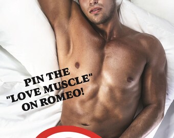 Bachelorette Party Game, Pin the Love Muscle on Romeo, Bachelorette Party Decorations, Ladies Night Out, 21st Birthday Party, Bridal Showers