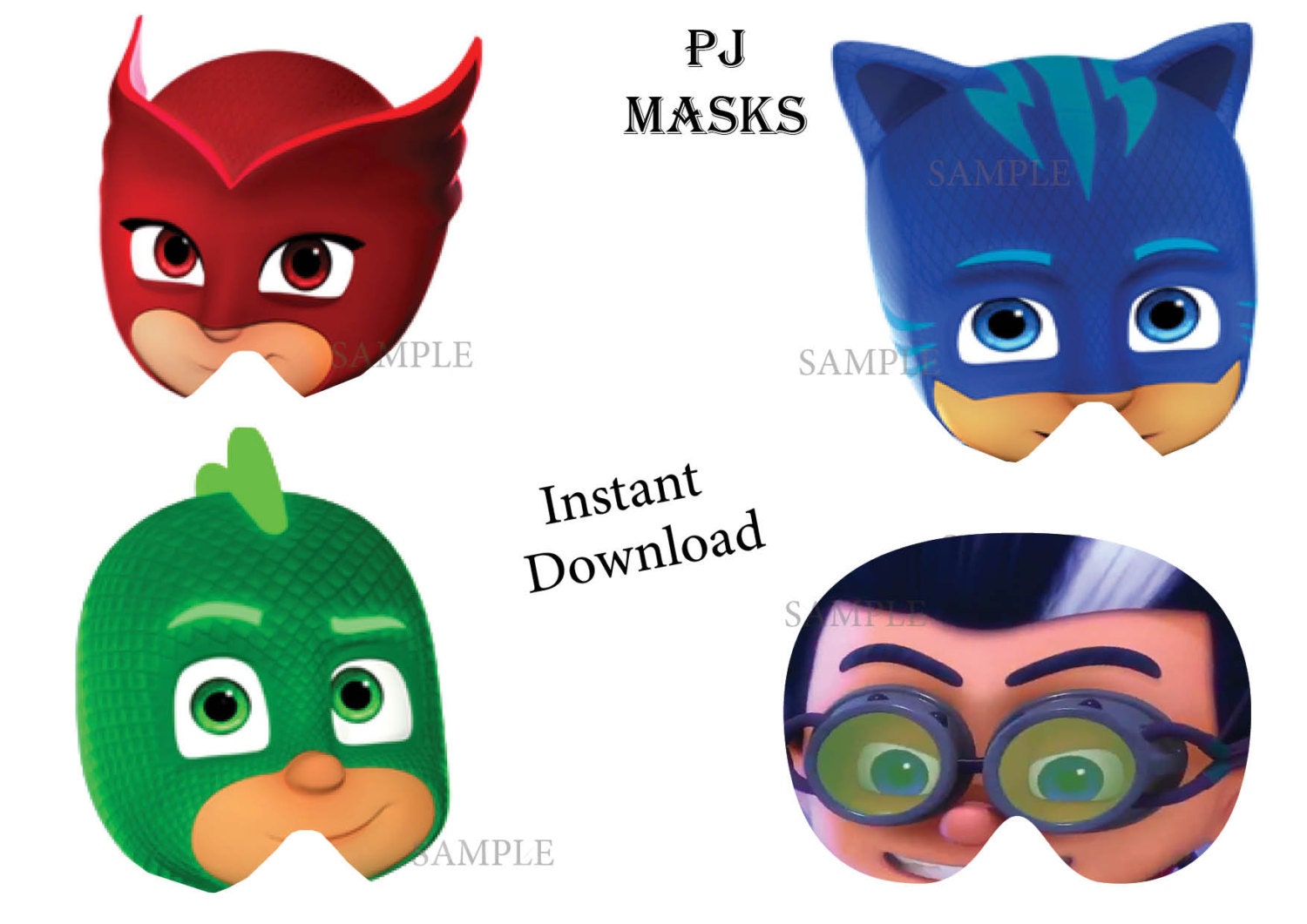 Instant Download PJ-Masks Masks PJ Masks Birthday PJ