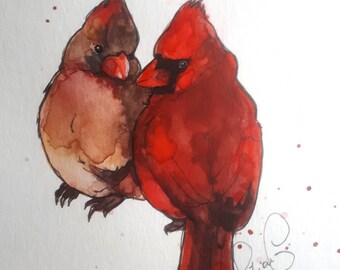 Cardinals (original watercolor)