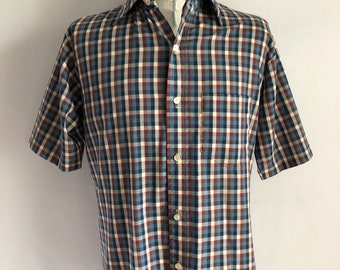 Vintage Men's 70's Jantzen, Checkered Shirt, Short Sleeve, Button Down (L)
