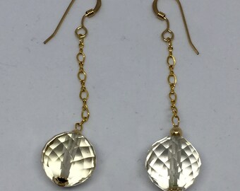 Edwardian gold citrine drop earrings
