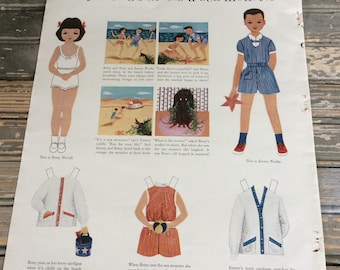 Vintage Betsy McCall Paper Dolls 1953 - Betsy McCall Meets a Sea Monster - Magazine Page - Ephemera - Paper Doll