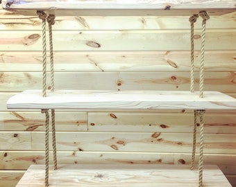 Handmade Hanging Shelving Plant Stand Plant Shelf (Live Edge Pine)