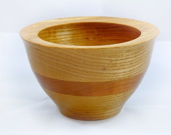 Artistic Swamp Ash and Cherry Wood Segmented Bowl - Men or Women - Kitchen and Gourmet - Wedding Gift - Housewarming Gift