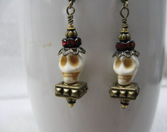 Dia de los Muertos Day of the Dead Sugar Skull Dangle Earrings