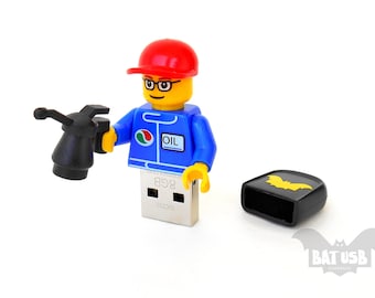 Lego mechanic usb 16GB, Lego usb, Lego® original Minifigure, Lego gadget, Lego flash drive, Lego pen drive, Usb gadget, Gift for him, Gift
