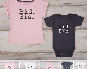 Big Sister Little Brother Set, Big Sis Shirt & Lil Bro Baby Bodysuit Set, Big Sister Gift, Little Brother Outfit, Big Sister Shirt