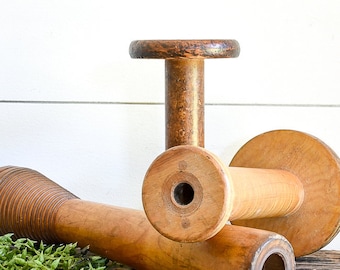 Set of 3 Vintage Wood Spools