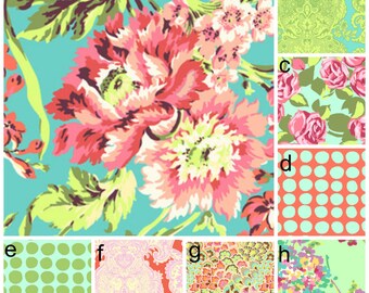 Crib Size Rag Quilt Amy Butler Mint Coral Pink Aqua