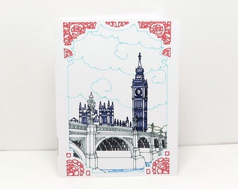2 Handmade Small Notebooks with Big Ben Image, 20 Unlined Pages, 3x4 inch