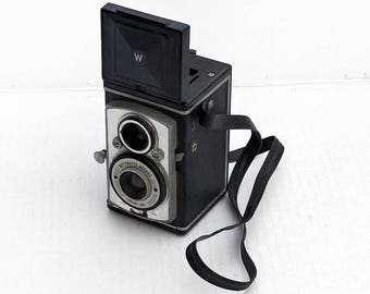VERY RARE 1957 Antique Wittnette Deluxe Chrono Lens TLR Twin Lens Reflex Vintage Box Camera Wittnauer 620 Roll Film Camera Collection Kodak