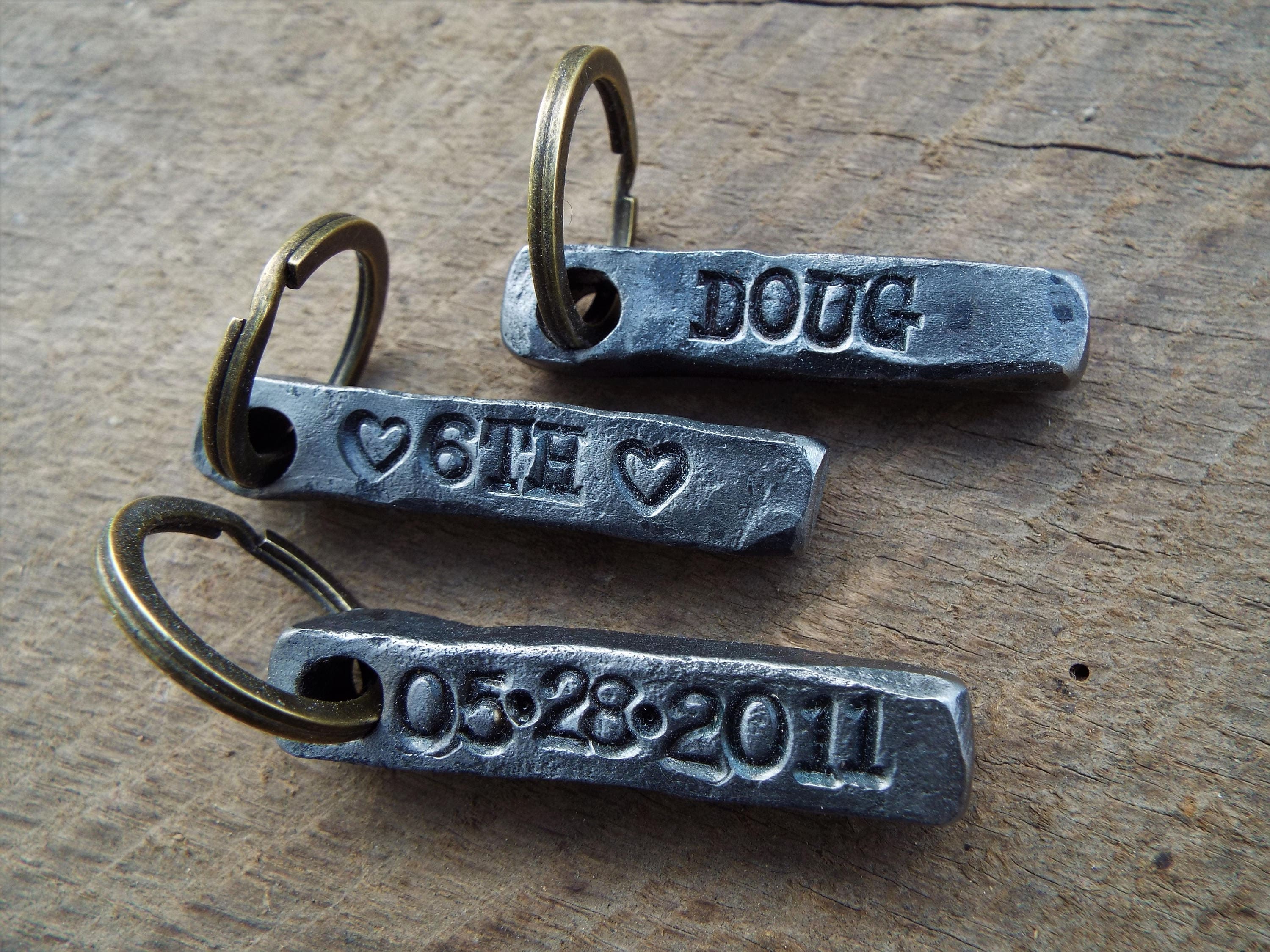 Custom key chain. Iron anniversary gift 6th anniversary.