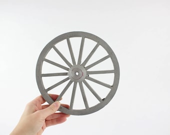 Vintage Gray Metal Spoke Toy Wagon Wheel