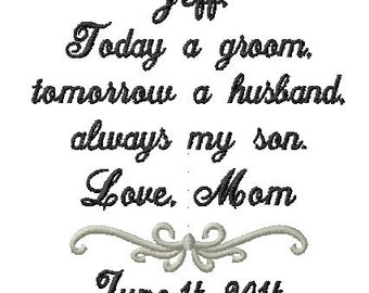 Groom Handkerchief from Mom or Dad - Wedding Handkerchief - Today a GROOM - always my SON - Wedding Handkerchief Hankerchief Weddings