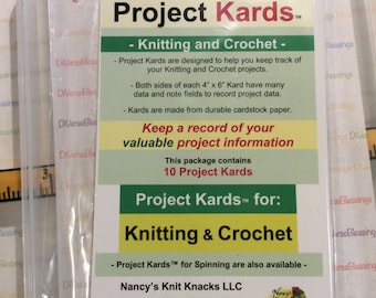 Nancy's Knit Knacks, Project Kards, Knit, Crochet, 4 x 6 Inch, Set of 10, Made in USA, Save and Share, Craft Recipe Cards