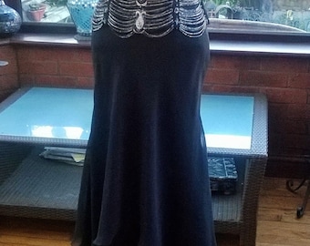 Ballgown sequined beaded linked jewels shaped corset top layered chiffon prom party evening special dress theatre stage uk size8 usa size4