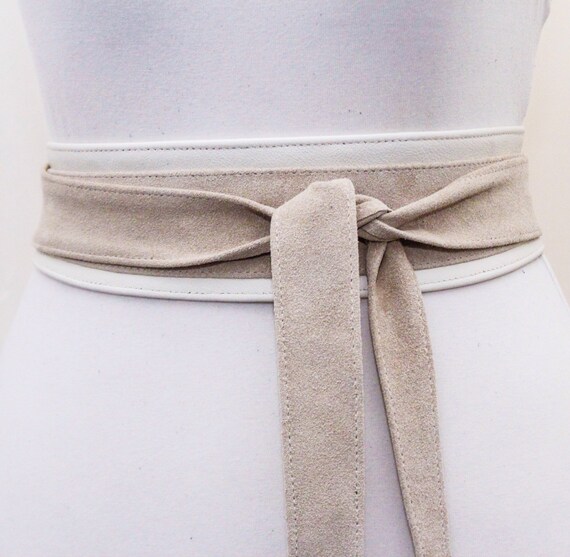 Cream Suede Belt Cream Suede Obi Belt Waist Belt Sash Tie